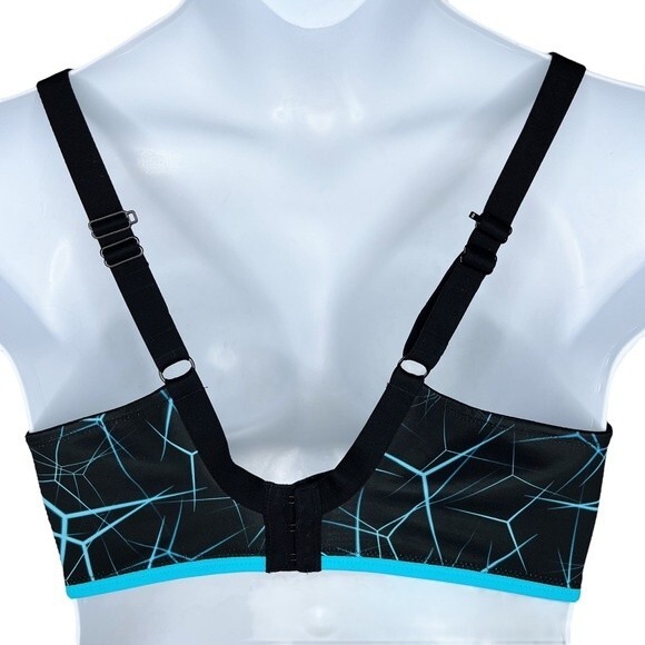 Elomi Energise Sports Bra sz 42DD * Black & Aqua Underwire Like New Convertible - Picture 3 of 5